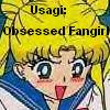 Usagi with 'Usagi: Obsessed Fangirl' above her