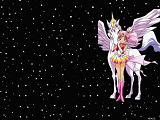 Sailor Chibi Moon and Pegasus surrounded by snow