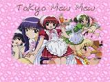 The girls of Tokyo Mew Mew in their waitress outfits with 'Tokyo Mew Mew' above them